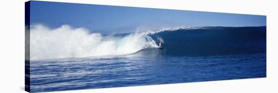 Surfer in the Sea, Tahiti, French Polynesia-null-Stretched Canvas