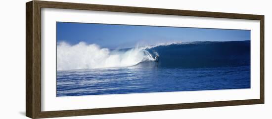 Surfer in the Sea, Tahiti, French Polynesia-null-Framed Photographic Print