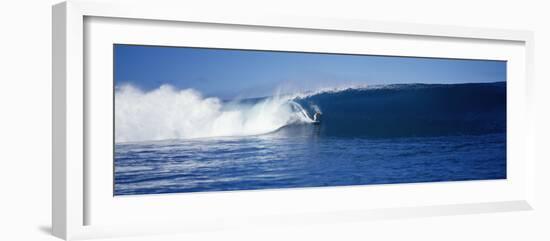 Surfer in the Sea, Tahiti, French Polynesia-null-Framed Photographic Print