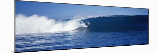 Surfer in the Sea, Tahiti, French Polynesia-null-Mounted Photographic Print