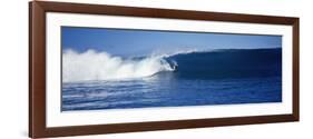 Surfer in the Sea, Tahiti, French Polynesia-null-Framed Photographic Print