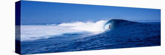 Surfer in the Sea, Tahiti, French Polynesia-null-Stretched Canvas