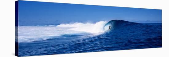 Surfer in the Sea, Tahiti, French Polynesia-null-Stretched Canvas