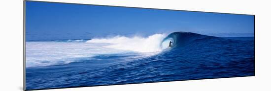Surfer in the Sea, Tahiti, French Polynesia-null-Mounted Premium Photographic Print