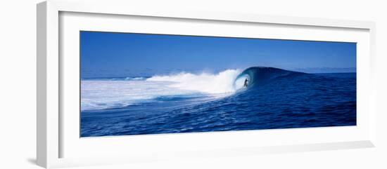 Surfer in the Sea, Tahiti, French Polynesia-null-Framed Photographic Print