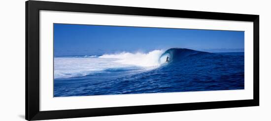 Surfer in the Sea, Tahiti, French Polynesia-null-Framed Photographic Print