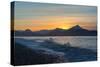 Surfer in Waves at Sunrise-Latitude 59 LLP-Stretched Canvas