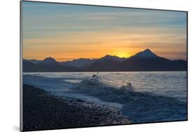 Surfer in Waves at Sunrise-Latitude 59 LLP-Mounted Photographic Print