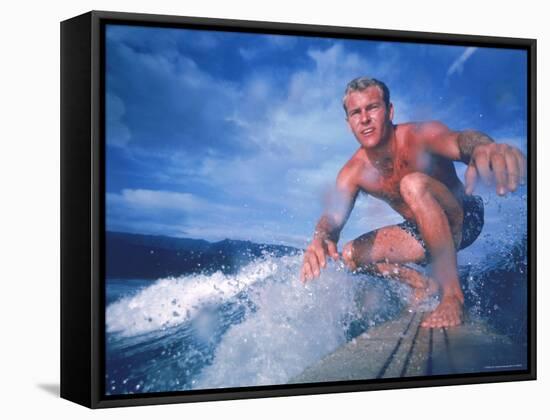 Surfer Nick Beck Riding His Surfboard in the Waters Off Hawaii-George Silk-Framed Stretched Canvas