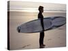 Surfer on a Beach, North Devon, England-Lauree Feldman-Stretched Canvas