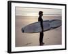 Surfer on a Beach, North Devon, England-Lauree Feldman-Framed Photographic Print