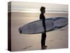 Surfer on a Beach, North Devon, England-Lauree Feldman-Stretched Canvas