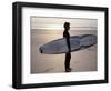 Surfer on a Beach, North Devon, England-Lauree Feldman-Framed Photographic Print