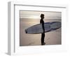 Surfer on a Beach, North Devon, England-Lauree Feldman-Framed Photographic Print