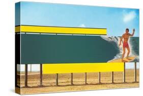 Surfer on Blank Billboard-null-Stretched Canvas