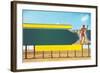 Surfer on Blank Billboard-null-Framed Art Print
