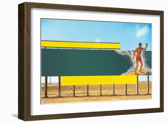 Surfer on Blank Billboard-null-Framed Art Print