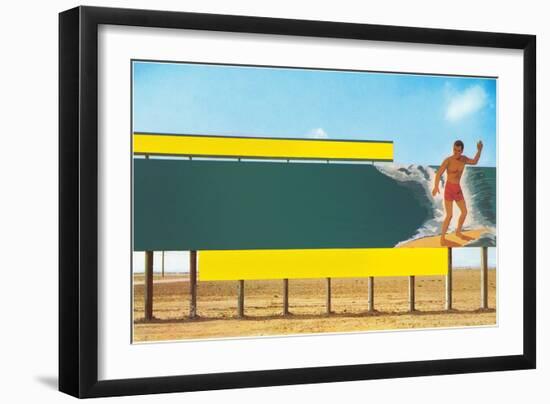 Surfer on Blank Billboard-null-Framed Art Print
