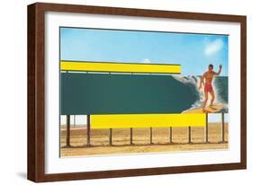 Surfer on Blank Billboard-null-Framed Art Print