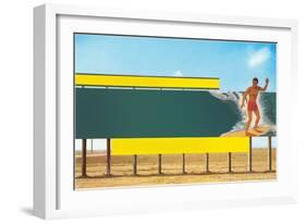 Surfer on Blank Billboard-null-Framed Art Print