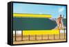 Surfer on Blank Billboard-null-Framed Stretched Canvas