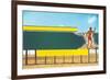 Surfer on Blank Billboard-null-Framed Art Print