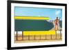 Surfer on Blank Billboard-null-Framed Art Print