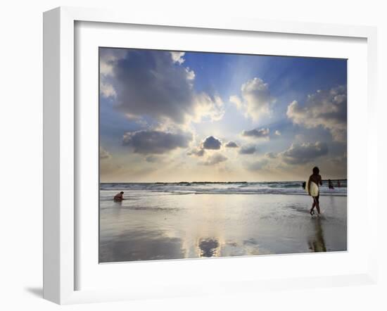 Surfer on City Beach, Tel Aviv, Israel-Michele Falzone-Framed Photographic Print