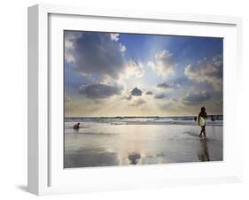 Surfer on City Beach, Tel Aviv, Israel-Michele Falzone-Framed Photographic Print