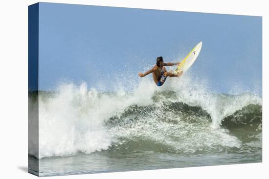 Surfer on Shortboard Riding Wave at Popular Playa Guiones Surf Beach-Rob Francis-Stretched Canvas