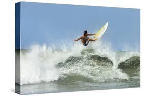 Surfer on Shortboard Riding Wave at Popular Playa Guiones Surf Beach-Rob Francis-Stretched Canvas