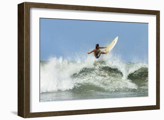 Surfer on Shortboard Riding Wave at Popular Playa Guiones Surf Beach-Rob Francis-Framed Photographic Print