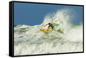 Surfer on Shortboard Riding Wave at Popular Playa Guiones Surf Beach-Rob Francis-Framed Stretched Canvas