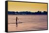 Surfer Paddling Shelter Island NY Color-null-Framed Stretched Canvas