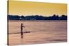 Surfer Paddling Shelter Island NY Color-null-Stretched Canvas