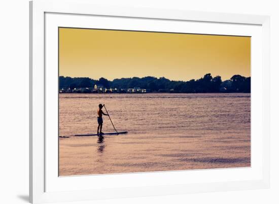 Surfer Paddling Shelter Island NY Color-null-Framed Photo