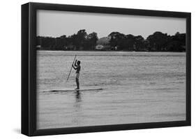 Surfer Paddling Shelter Island NY-null-Framed Poster