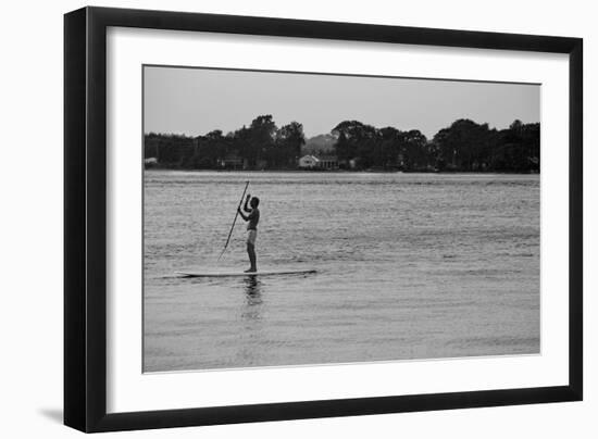 Surfer Paddling Shelter Island NY-null-Framed Photo