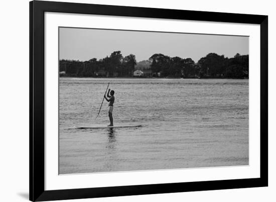 Surfer Paddling Shelter Island NY-null-Framed Photo