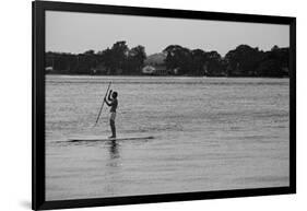 Surfer Paddling Shelter Island NY-null-Framed Photo