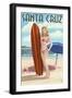 Surfer Pinup Girl - Santa Cruz, California-Lantern Press-Framed Art Print