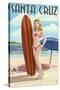 Surfer Pinup Girl - Santa Cruz, California-Lantern Press-Stretched Canvas