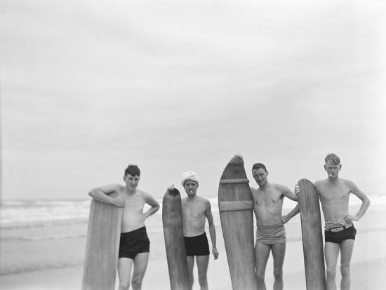 'Surfer Riders and Boards, Ceylon, 1935 (B/W Photo)' Giclee Print ...