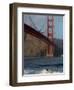 Surfer Rides a Wave Near the Golden Gate Bridge in San Francisco-null-Framed Photographic Print