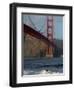 Surfer Rides a Wave Near the Golden Gate Bridge in San Francisco-null-Framed Photographic Print