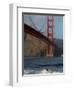 Surfer Rides a Wave Near the Golden Gate Bridge in San Francisco-null-Framed Photographic Print