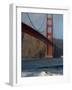 Surfer Rides a Wave Near the Golden Gate Bridge in San Francisco-null-Framed Photographic Print