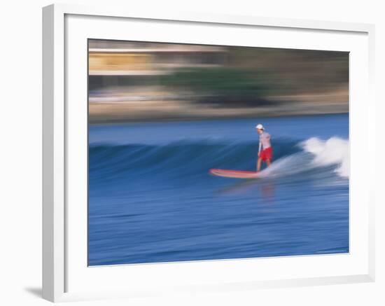 Surfer Rides Waves in the Pacific Ocean, Sayulita, Nayarit, Mexico-Merrill Images-Framed Photographic Print