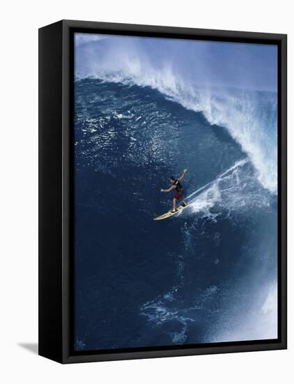 Surfer Riding a Wave-null-Framed Stretched Canvas