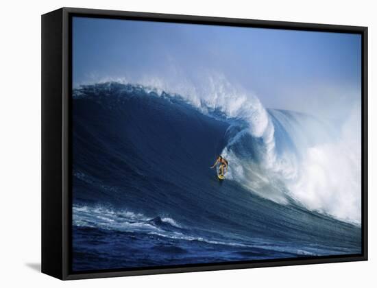 Surfer Riding a Wave-null-Framed Stretched Canvas